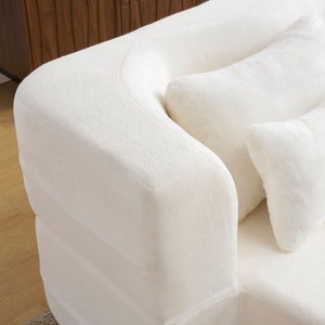 English Elm Queen Plush Floor Sofa Futon with 4 Pillows — Modern Foam Folding Couch Mattress for Living Room Guest Bedroom White W3612P336073