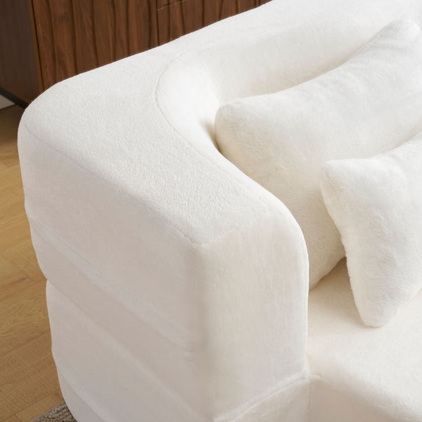 English Elm Queen Plush Floor Sofa Futon with 4 Pillows — Modern Foam Folding Couch Mattress for Living Room Guest Bedroom White W3612P336073