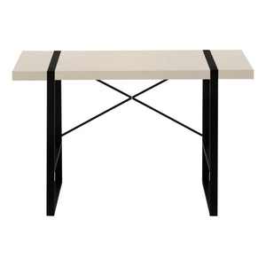 English Elm Computer Desk: Sleek 48" Contemporary Workstation With Beige Laminate & Black Metal Frame For Home Office B2710P219881