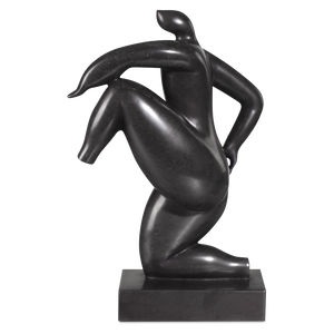 Greek Runner Black Marble Sculpture - Contemporary Design with Polished Finish for Elegant Spaces