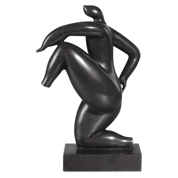 Greek Runner Black Marble Sculpture - Contemporary Design with Polished Finish for Elegant Spaces