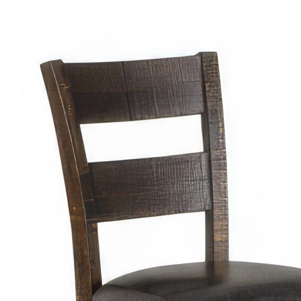 English Elm Flint Ladderback Dining Chairs Set of Two Mahogany Frame with Gray Upholstered Seat B056P416924