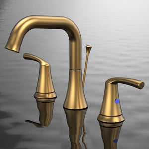 English Elm Bathroom Faucet 3 Hole - Elegant Brushed Gold 2-Handle Widespread Faucet With Pop-Up Drain Assembly T3177P277510