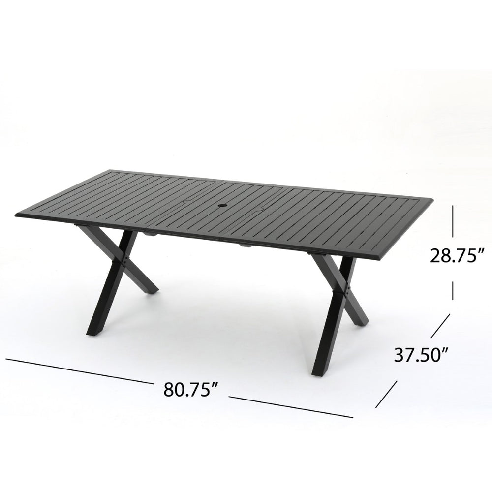 English Elm Outdoor Expandable Cast Aluminum Slatted Patio Dining Table with Rust Resistant Frame N768P372920B