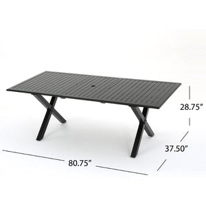 English Elm Outdoor Expandable Cast Aluminum Slatted Patio Dining Table with Rust Resistant Frame N768P372920B