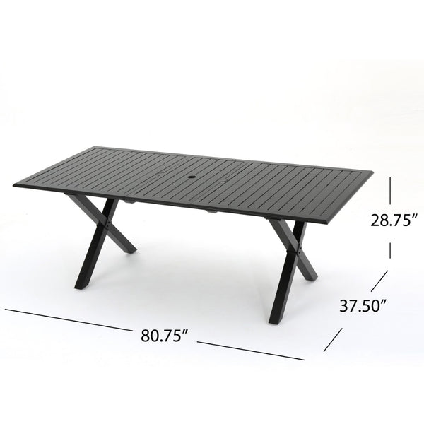 English Elm Outdoor Expandable Cast Aluminum Slatted Patio Dining Table with Rust Resistant Frame N768P372920B