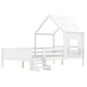 English Elm Full Bunk Bed with Trundle Bookshelf Storage Pine Frame Car Design for Kids Light White W1580S00295