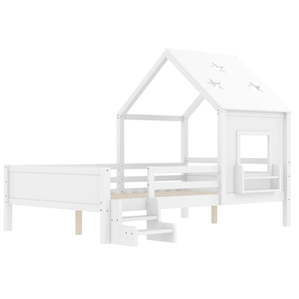 English Elm Full Bunk Bed with Trundle Bookshelf Storage Pine Frame Car Design for Kids Light White W1580S00295