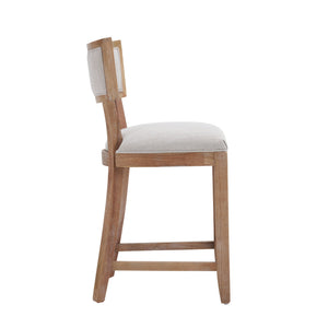 English Elm Christopher Knight Home® - 26.5" Counter Stools Set of 2 Upholstered Farmhouse Bar Stools with Curved Back, Footrest, Solid Wood Frame Beige+Natural 72643.00BGE