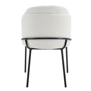 English Elm Two chairs and a table set White MDF+Metal Ergonomic Curved Back Breathable Fabric Wide Rock Tea Table W370S00068