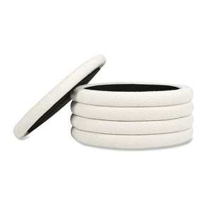 English Elm Jennifer Taylor Home - Fuji 36" Round Storage Ottoman in Ivory Boucle — Plush Channel-Tufted Cocktail Bench with Feet (36") B2719P238421