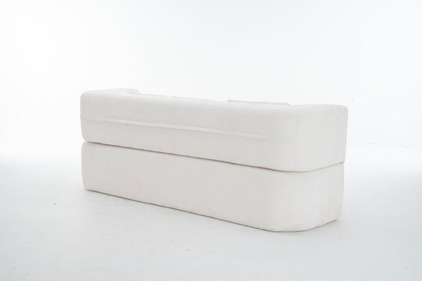 English Elm 3 Seater Convertible Sofa Bed with Chenille Upholstery and High-Density Sponge for Superior Comfort and Support Ivory T3903P379836