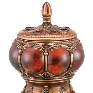 English Elm 11.5" Tall Polyresin Victorian Jewelry Box With Aged Bronze Finish & Red Marble Accent For Elegance B072116357