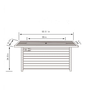 English Elm 54" 50000BTU Propane Fire Table - 54in Steel Patio Fire Pit Table with Wood Grain Finish, ETL Safe, Lid Included W853P166783