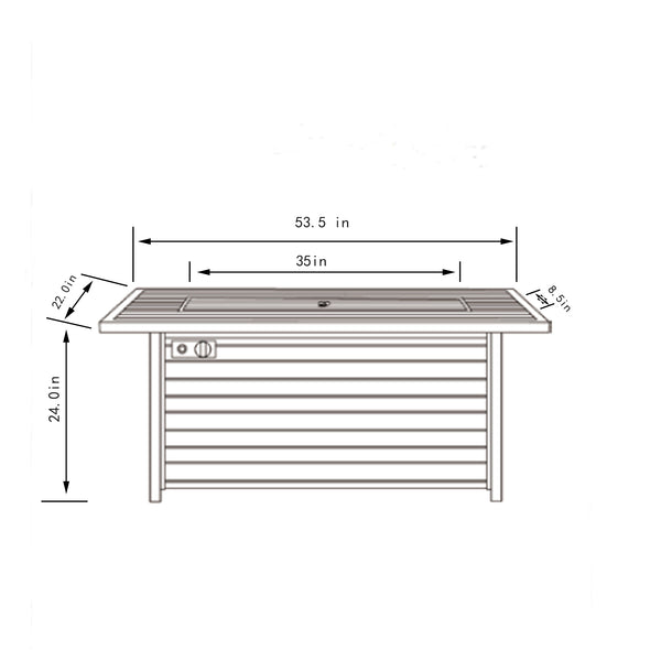 English Elm 54" 50000BTU Propane Fire Table - 54in Steel Patio Fire Pit Table with Wood Grain Finish, ETL Safe, Lid Included W853P166783
