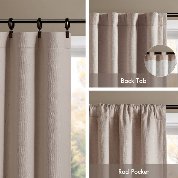 English Elm 2-pk 52x95 Total Blackout Curtain Panels Noise Reducing Embossed Bedroom Set Linen B035P496613
