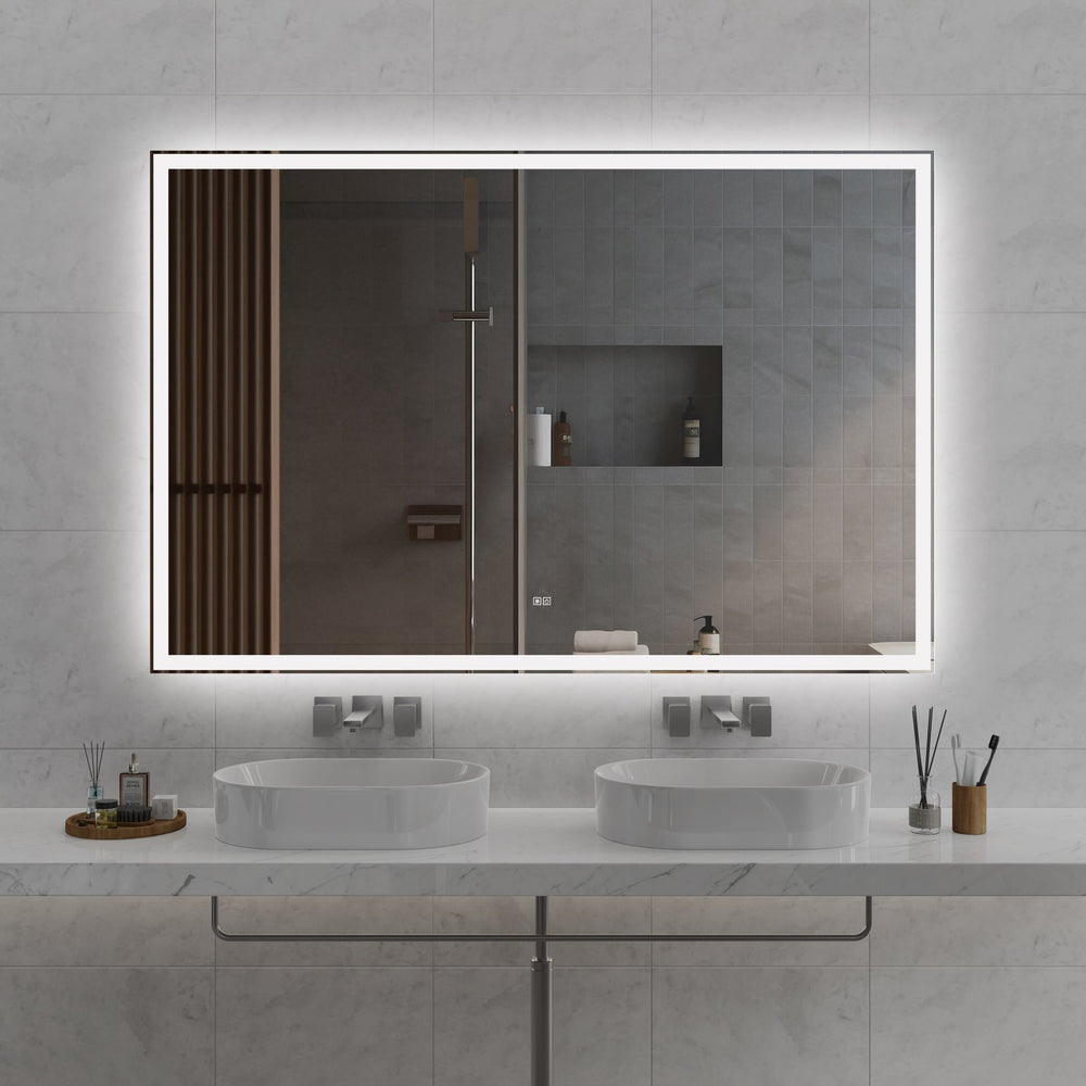 English Elm 72"x48" Modern LED Smart Mirror for Bathroom — Front & Back Lighting, Touch Anti-Fog, 3-Color Memory Mode T3177P284029