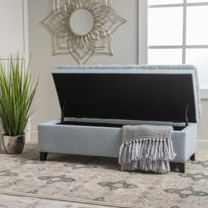 English Elm Christopher Knight Home® - Juliana Storage Ottoman - Stylish Light Blue Fabric With Hidden Storage & Extra Seating For Living Room 57741.00LSKY