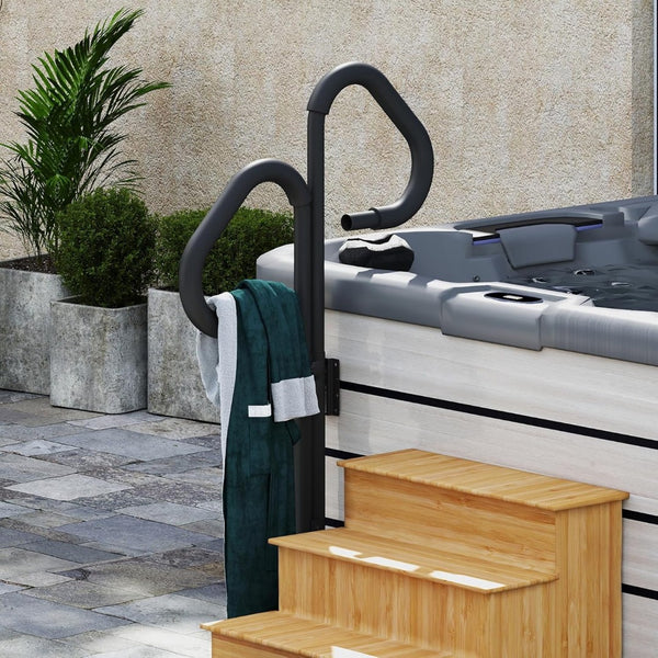 English Elm Two-way Aluminum Spa Handrail Swivel Safety Rail for Hot Tubs with 600 Lb Support W1859P429200