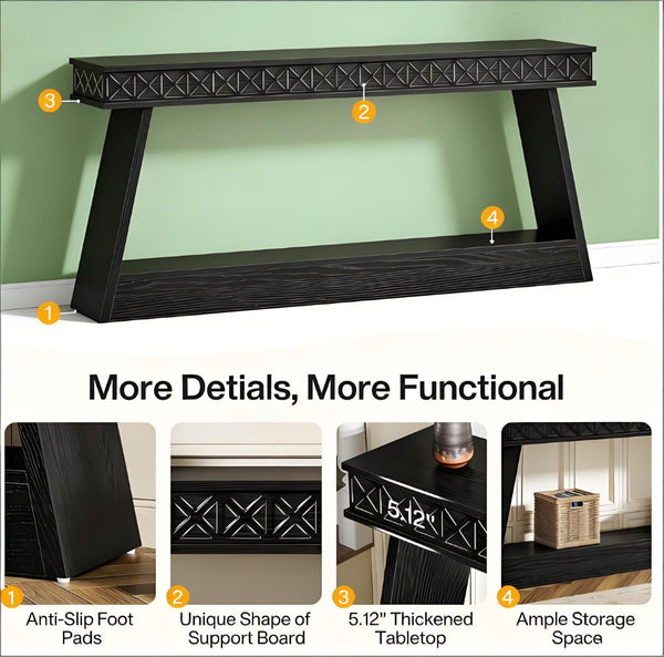 English Elm Hall Console Table Industrial Rustic Two Tier Wood Tone Metal Frame Entryway Sofa T3971P452900