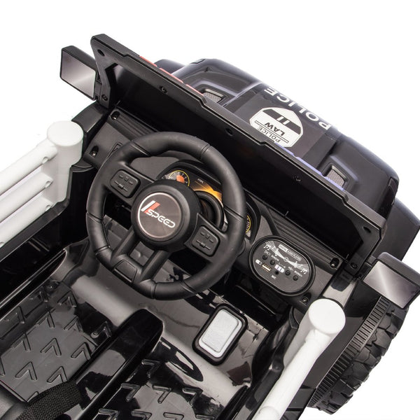 English Elm 12v Kids Police Ride on Car with Remote Control Dual Motors Suspension and Bluetooth W1578P353183