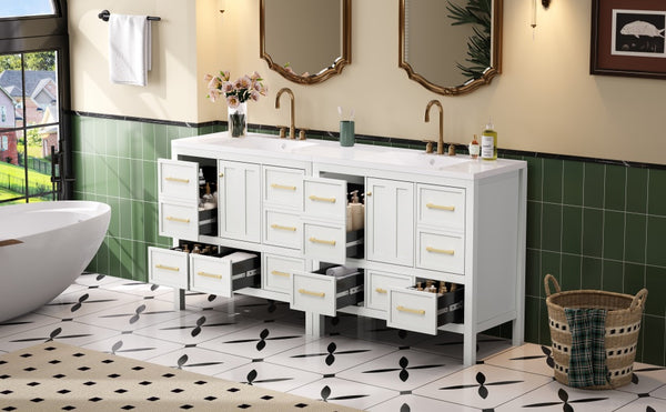 English Elm 72'' Elegant Freestanding Bathroom Vanity Set With Resin Sink, Soft-Closing Drawers & Ample Storage N710SS00012K