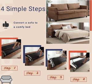 English Elm U_Style Convertible Sofa Bed Sleeper with Thick Foam & Pocket Springs, Space-Saving Dual Use Lounge khaki W2705S00013