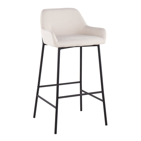 English Elm Daniella Industrial Bar Stool Set Of 2 - Black Metal Frame & Cream Upholstered Comfort For Home Bars B202S00534