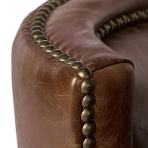 English Elm Genuine Top-grain Leather Accent Chair Studded Trim Solid Wood Frame Living Room N767P419112W