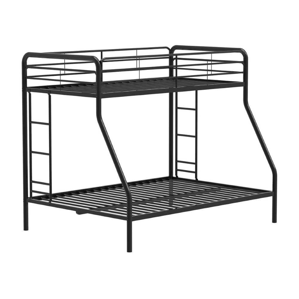 English Elm Metal Twin Over Full Bunk Bed Steel Frame with Guardrails for Kids or Guest Rooms Black B016P469262