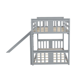 English Elm Twin Over Kids Bunk Bed with Slide Ladder Pine Frame White Finish LT000108AAE-1