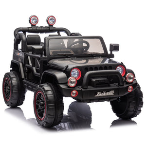 English Elm 24v Kids Electric Ride on Car with Parental Remote Rear Suspension and Bluetooth Audio Black W1578P228743