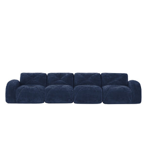 English Elm 140''soft Velvet Modular Cloud Sofa Tufted Plush Seating for Living Room or Home Theater Blue W714S01622