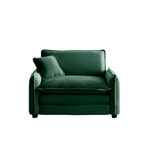 English Elm Comfortable Single Deep Seat Sofa In Green Corduroy - Modern Retro Style For Living Rooms & More! W714S00723