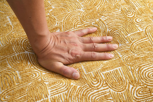 English Elm Contemporary Sculpted Barrel-Back Arm Chair with Smooth Casters, Neutral Textured Upholstery, Stylish Accent Seating Yellow 38 L x 29 W x 35 H B2741P401424