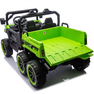 English Elm 24v Two Seat Kids Electric Dump Truck Six Wheel 4wd Utv with Parental Remote Green W1578P268992