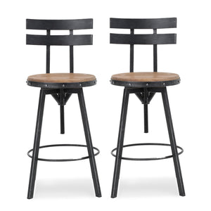 English Elm Christopher Knight Home® - SWIVEL Industrial Barstool Black Metal Frame with Natural Wood Seat, Adjustable Swivel Comfort 67371.00