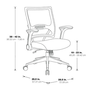 OSP Home Furnishings Professional Airgrid Mesh Manager Chair with Lumbar Support and Ergonomic Synchro Tilt 67-37N1G5