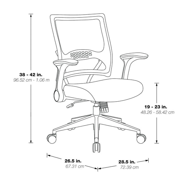 OSP Home Furnishings Professional Airgrid Mesh Manager Chair with Lumbar Support and Ergonomic Synchro Tilt 67-37N1G5-B