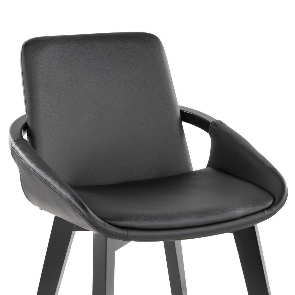 English Elm Dining/accent Chair Solid Wood Tapered Legs Cream Upholstery Mid-century Modern Seating Black B202P471305