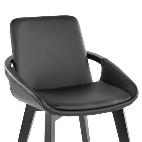 English Elm Dining/accent Chair Solid Wood Tapered Legs Cream Upholstery Mid-century Modern Seating Black B202P471305