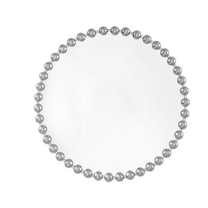 JLA Home Madison Park Signature - 27" Beaded Metal Round Wall Mirror with Matte Frame, HD Glass, Vintage-Modern Accent for Entryways Silver MPS160-339