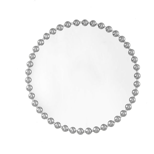 JLA Home Madison Park Signature - 27" Beaded Metal Round Wall Mirror with Matte Frame, HD Glass, Vintage-Modern Accent for Entryways Silver MPS160-339