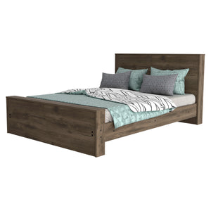 English Elm Braga Full Size Bed Base with 38.6" Headboard, Brown Particle Board, 440 lb Capacity, Easy Assemble B128S00080