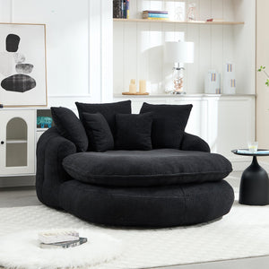 English Elm Oversized Memory Foam Chenille Bean Bag Sofa with Ergonomic Back Support, 3 Large & 2 Small Pillows Black W395P359415