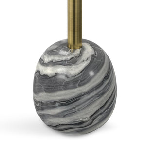 English Elm Melene Grey & Gold Side Table with Marble Base — Handcrafted Iron Accent End Table, 16x16x12 B136P203475