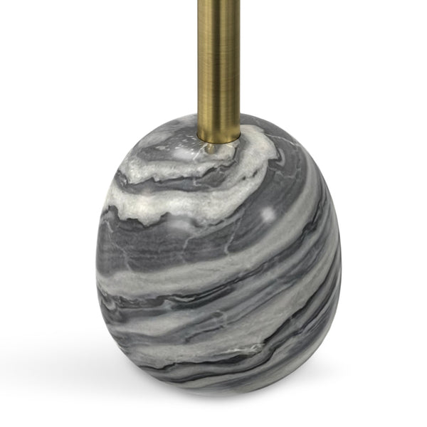 English Elm Melene Grey & Gold Side Table with Marble Base — Handcrafted Iron Accent End Table, 16x16x12 B136P203475