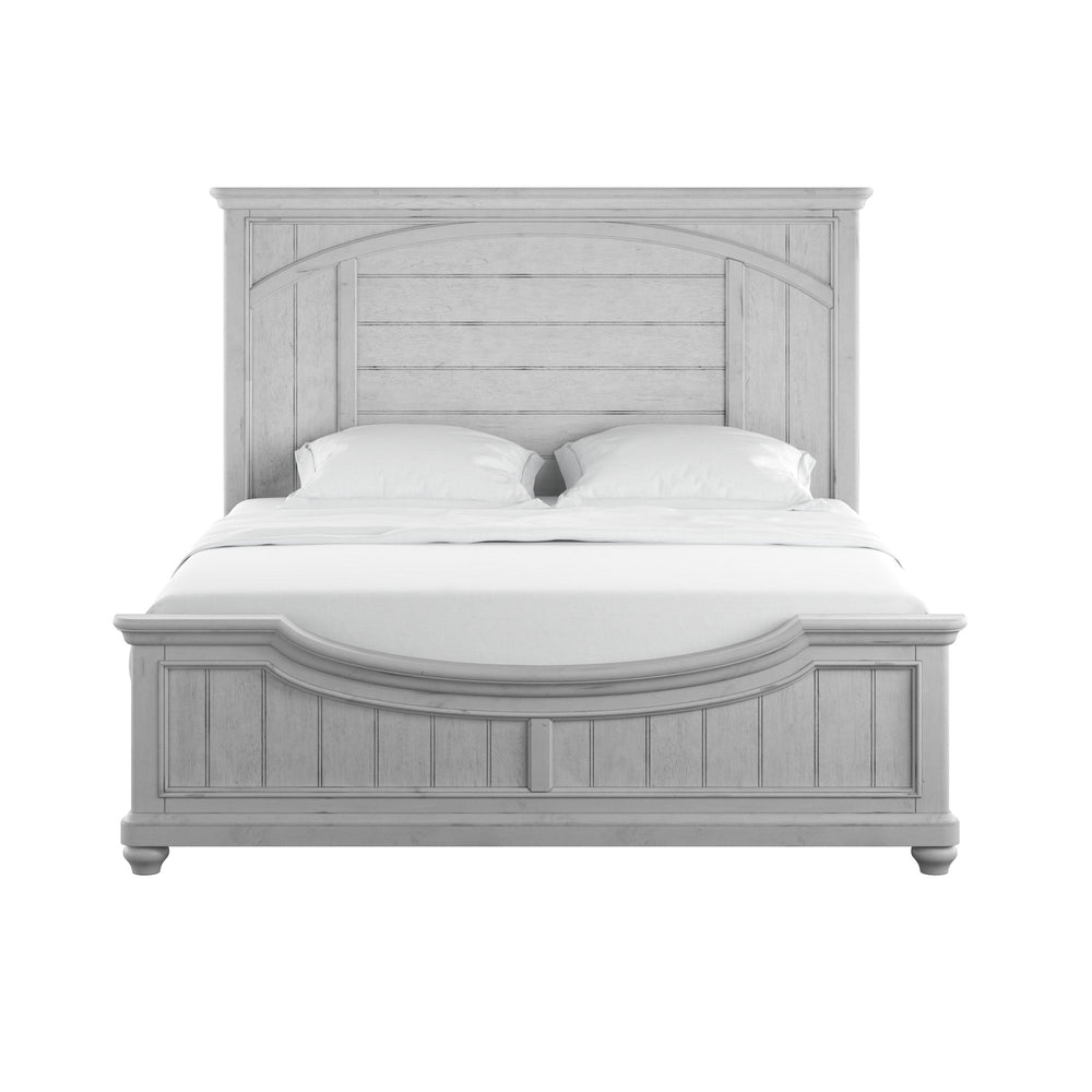 English Elm Wallace & Bay - Gray Queen Panel Bed with Coastal Oyster Shell Finish, Durable Wood, Easy-Care Design, Stylishly Spacious B361S00002