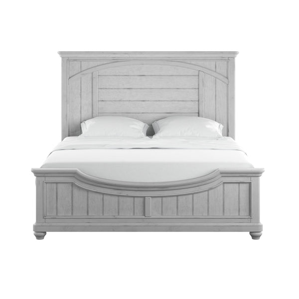 English Elm Wallace & Bay - Gray Queen Panel Bed with Coastal Oyster Shell Finish, Durable Wood, Easy-Care Design, Stylishly Spacious B361S00002