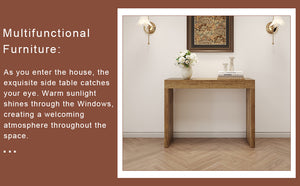 English Elm Elegant Natural Wood Grain Bar Table with Two Drawers, 50" Long, Ergonomic 37" Height, Sturdy MDF Design, Smooth Finish, Adjustable Non-Slip Feet W2920P225015